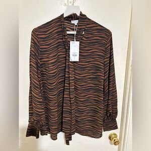 NWT Tiger Stripe Blouse in Black and Brown